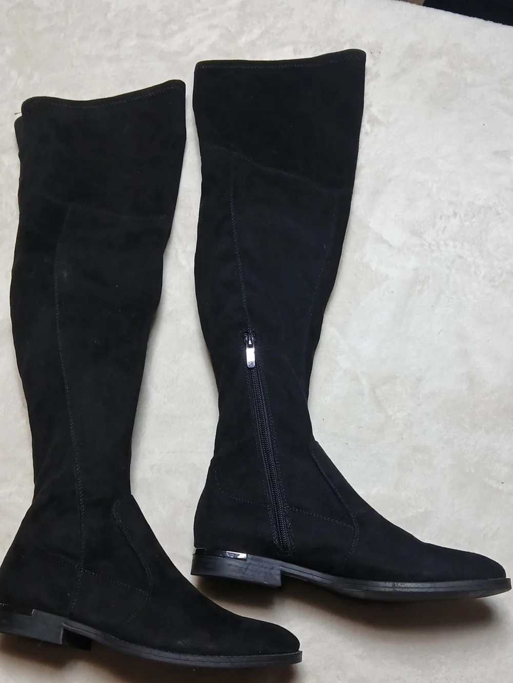 Marc Fisher Black Faux Suede Over-the-Knee Zip Boots Size 6.5